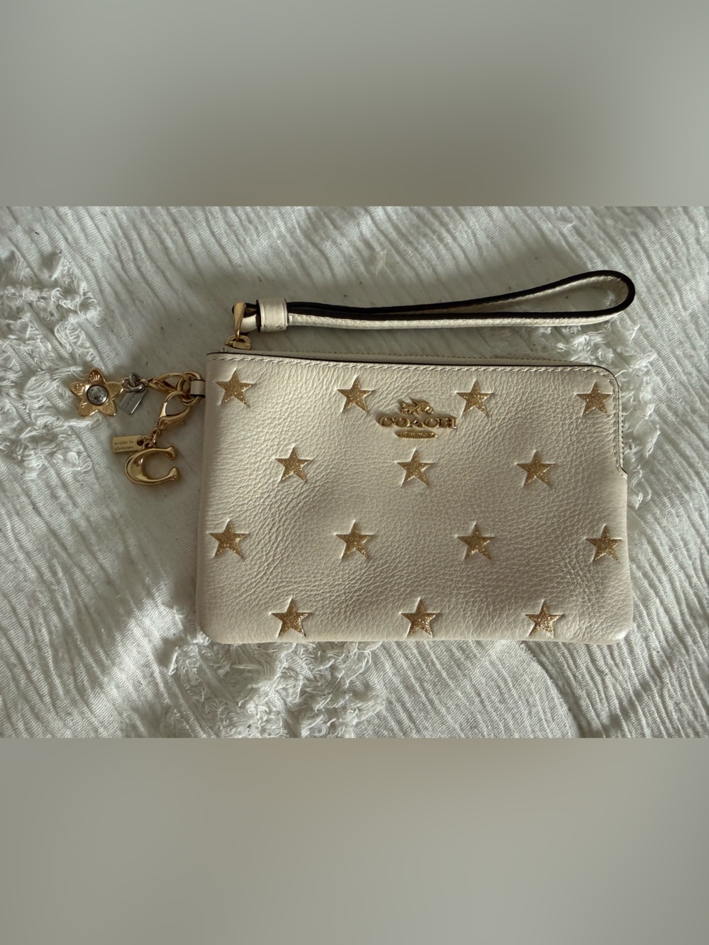 Coach Star Embroidered Corner Zip Wristlet